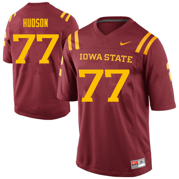 Men #77 Robert Hudson Iowa State Cyclones College Football Jerseys Sale-Cardinal - Click Image to Close